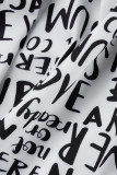 Black And White Casual Letter Chains Turndown Collar Dresses