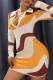 Orange Sexy Print Patchwork V Neck Pencil Skirt Dresses