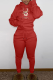 Red Street Wapiti Patchwork Hooded Collar Long Sleeve Two Pieces