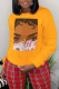 Yellow Daily Vintage Print Patchwork O Neck Tops