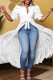 White Casual Solid Patchwork Turndown Collar Long Dress