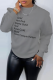 Grey Casual Daily Print Patchwork Letter O Neck Tops