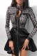 Black White Casual Patchwork Basic Mandarin Collar Long Sleeve Dresses
