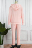 Pink Casual Print Patchwork Hooded Collar Long Sleeve Two Pieces