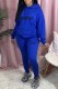 Blue Street Print Letter Hooded Collar Long Sleeve Two Pieces