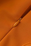 Orange Sexy Formal Solid Patchwork O Neck One Step Skirt Dresses
