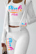 White Casual Print Patchwork Hooded Collar Long Sleeve Three Pieces