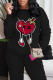 Black Street Vintage Print Patchwork O Neck Tops