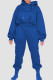 Blue Casual Solid Patchwork Hooded Collar Long Sleeve Two Pieces