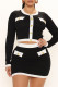Black Casual Daily Solid Patchwork O Neck Long Sleeve Two Pieces