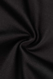 Black Casual Sportswear Solid Patchwork Zipper Collar Long Sleeve Two Pieces