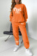 Orange Casual Print Patchwork O Neck Long Sleeve Two Pieces