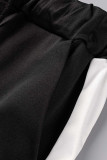 Black Casual Sportswear Solid Patchwork Zipper Collar Long Sleeve Two Pieces