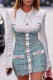 Green Casual Patchwork Contrast Turndown Collar Long Sleeve Dresses
