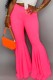 Pink Casual Solid Patchwork Regular High Waist Conventional Solid Color Bottoms