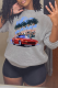 Grey Casual Street Print Patchwork Letter O Neck Tops