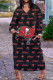 Black Red Casual Print Patchwork V Neck Printed Dress Dresses