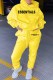 Yellow Casual Print Letter Hooded Collar Long Sleeve Two Pieces
