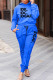 Blue Casual Print Patchwork O Neck Long Sleeve Two Pieces