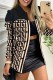 Beige Casual Print Patchwork Turndown Collar Outerwear