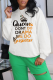 White Street Print Patchwork Letter O Neck Tops