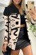 Apricot Casual Print Patchwork Turndown Collar Outerwear