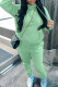 Mint green Casual Solid Patchwork Hooded Collar Long Sleeve Two Pieces