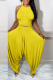 Yellow Street Solid Fold O Neck Sleeveless Two Pieces