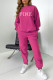 Rose Red Casual Print Patchwork O Neck Long Sleeve Two Pieces