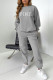 Grey Casual Print Patchwork O Neck Long Sleeve Two Pieces