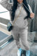 Grey Casual Solid Patchwork Hooded Collar Long Sleeve Two Pieces