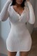 White Sexy Casual Solid Patchwork V Neck Long Sleeve Dresses