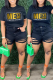 Black Daily Simplicity Print Letter O Neck T-Shirts