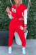 Red Casual Print Patchwork Buckle Long Sleeve Two Pieces