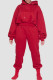 Red Casual Solid Patchwork Hooded Collar Long Sleeve Two Pieces