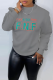 Grey Street Basis Print Patchwork Letter O Neck Tops