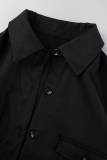 Black Street Print Patchwork Turndown Collar Tops