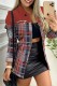Red Casual Print Patchwork Turndown Collar Outerwear