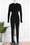Red Sexy Solid Patchwork Turtleneck Skinny Jumpsuits