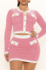 Pink Casual Daily Solid Patchwork O Neck Long Sleeve Two Pieces