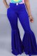 Blue Casual Solid Patchwork Regular High Waist Conventional Solid Color Bottoms