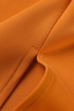 Orange Sexy Formal Solid Patchwork O Neck One Step Skirt Dresses
