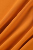 Orange Sexy Formal Solid Patchwork O Neck One Step Skirt Dresses