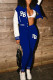 Blue Casual Print Patchwork Buckle Long Sleeve Two Pieces