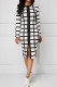 Black White Casual Plaid Print Patchwork Zipper Straight Dresses