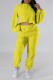 Yellow Casual Solid Patchwork O Neck Long Sleeve Two Pieces