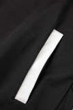Black Casual Sportswear Solid Patchwork Zipper Collar Long Sleeve Two Pieces
