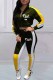 Army Green Casual Print Patchwork Letter Zipper Collar Long Sleeve Two Pieces