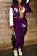 Purple Casual Print Patchwork Buckle Long Sleeve Two Pieces