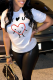 White Vintage Simplicity Print Patchwork O Neck T-Shirts